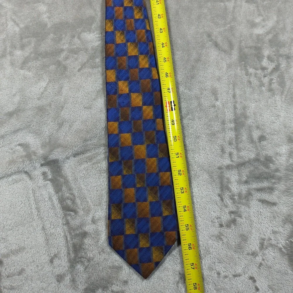 Vintage‎ Ermenegildo Zegna Tie Men 57X3.75 Blue Yellow Abstract Silk Made Italy